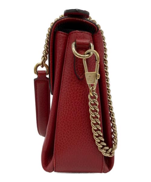 GUCCI（グッチ）GUCCI (グッチ) インターロッキングGチェーンショルダーバッグ レッドの古着・服飾アイテム
