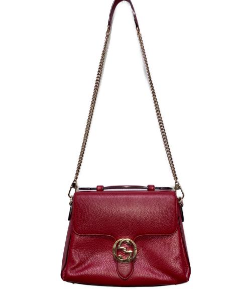 GUCCI（グッチ）GUCCI (グッチ) インターロッキングGチェーンショルダーバッグ レッドの古着・服飾アイテム