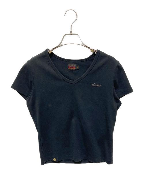 EVISU（エヴィス）EVISU (エヴィス) メタルトリム Vネック ファッションフィット Tシャツ ブラック サイズ:Mの古着・服飾アイテム