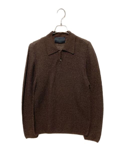 PRADA（プラダ）PRADA (プラダ) シアーニットポロシャツ ブラウン サイズ:FREEの古着・服飾アイテム
