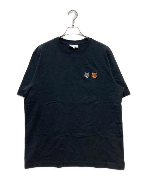 maison kitsune（メゾンキツネ）MAISON KITSUNE (メゾンキツネ) ダブル フォックスヘッド コンフォート Tシャツ ブラック サイズ:Ｓの古着・服飾アイテム