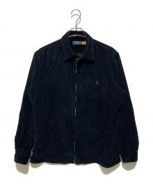 POLO RALPH LAUREN（ポロ・ラルフローレン）の古着「ポニー刺繍コーデュロイジップシャツ」｜ブラック