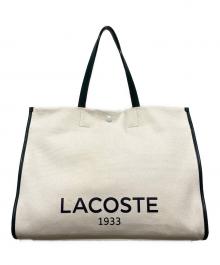 LACOSTE（ラコステ）の古着「ヘリテージキャンバス テニススタイルトートバッグ」｜ホワイト