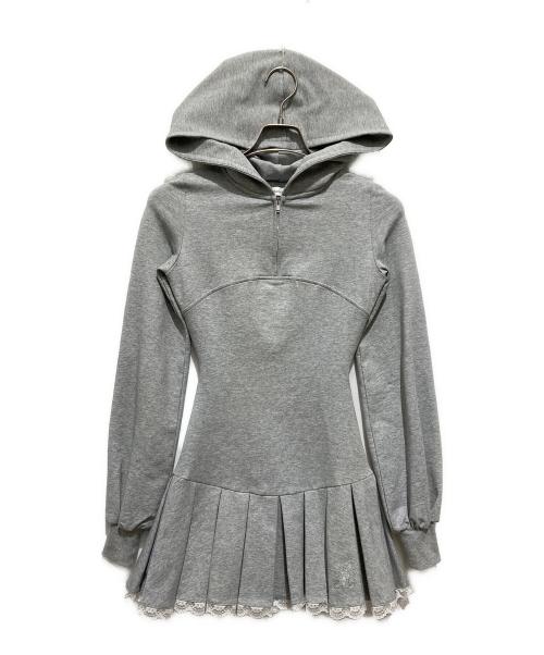 darich（ダーリッチ）Darich (ダーリッチ) レースドッキングプリーツミニワンピース グレー サイズ:FREEの古着・服飾アイテム