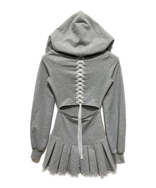 darich（ダーリッチ）Darich (ダーリッチ) レースドッキングプリーツミニワンピース グレー サイズ:FREEの古着・服飾アイテム
