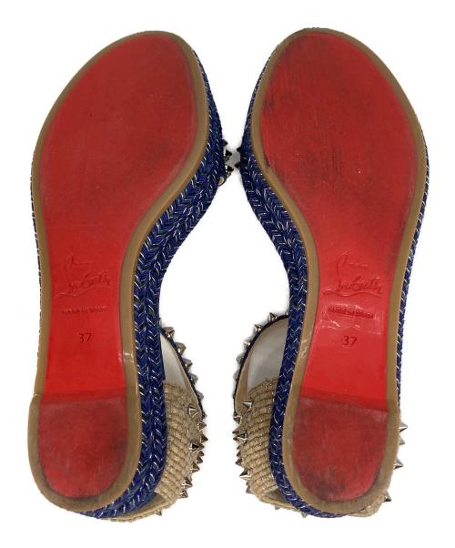 Christian Louboutin（クリスチャン・ルブタン）Christian Louboutin (クリスチャン・ルブタン) デニムスパイクスタッズサンダル ネイビー サイズ:37の古着・服飾アイテム