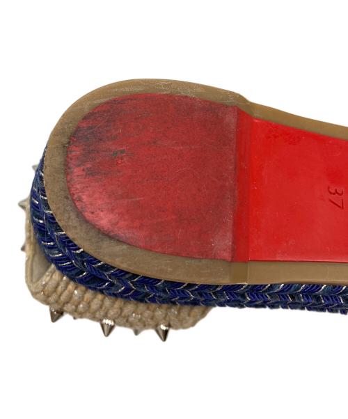Christian Louboutin（クリスチャン・ルブタン）Christian Louboutin (クリスチャン・ルブタン) デニムスパイクスタッズサンダル ネイビー サイズ:37の古着・服飾アイテム
