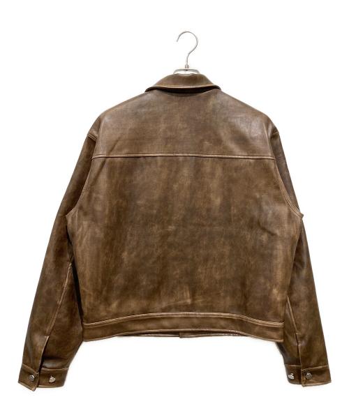 THE BOY HAS NO PATIENCE（ザボーイハズノーパティエンス）THE BOY HAS NO PATIENCE (ザボーイハズノーパティエンス) BLOOD MOON NIGHT SPIDER WEB LEATHER JACKET ブラウン サイズ:Ｍの古着・服飾アイテム