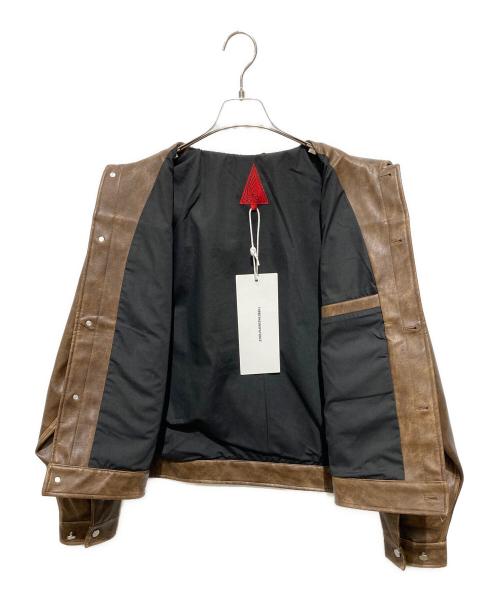 THE BOY HAS NO PATIENCE（ザボーイハズノーパティエンス）THE BOY HAS NO PATIENCE (ザボーイハズノーパティエンス) BLOOD MOON NIGHT SPIDER WEB LEATHER JACKET ブラウン サイズ:Ｍの古着・服飾アイテム