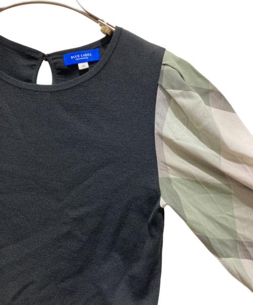 BLUE LABEL CRESTBRIDGE（ブルーレーベルクレストブリッジ）BLUE LABEL CRESTBRIDGE (ブルーレーベルクレストブリッジ) チェックスリーブニット ブラック サイズ:38の古着・服飾アイテム