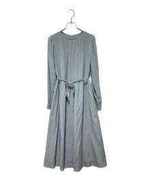 BLUE LABEL CRESTBRIDGE（ブルーレーベルクレストブリッジ）の古着「チェックベルト付きワンピース」｜スカイブルー