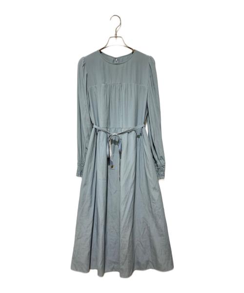 BLUE LABEL CRESTBRIDGE（ブルーレーベルクレストブリッジ）BLUE LABEL CRESTBRIDGE (ブルーレーベルクレストブリッジ) チェックベルト付きワンピース スカイブルー サイズ:38の古着・服飾アイテム