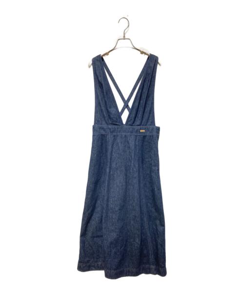 BLUE LABEL CRESTBRIDGE（ブルーレーベルクレストブリッジ）BLUE LABEL CRESTBRIDGE (ブルーレーベルクレストブリッジ) メタルロゴプレートデニムジャンパースカート ネイビー サイズ:38の古着・服飾アイテム