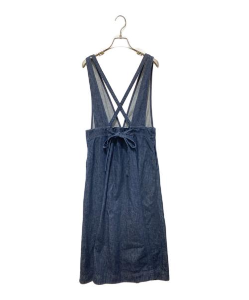 BLUE LABEL CRESTBRIDGE（ブルーレーベルクレストブリッジ）BLUE LABEL CRESTBRIDGE (ブルーレーベルクレストブリッジ) メタルロゴプレートデニムジャンパースカート ネイビー サイズ:38の古着・服飾アイテム