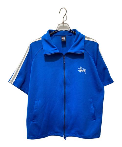 stussy（ステューシー）stussy (ステューシー) 90s刺繍ロゴ半袖トラックジャケット ブルー サイズ:LARGEの古着・服飾アイテム