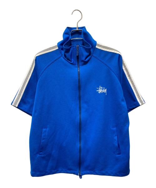stussy（ステューシー）stussy (ステューシー) 90s刺繍ロゴ半袖トラックジャケット ブルー サイズ:LARGEの古着・服飾アイテム