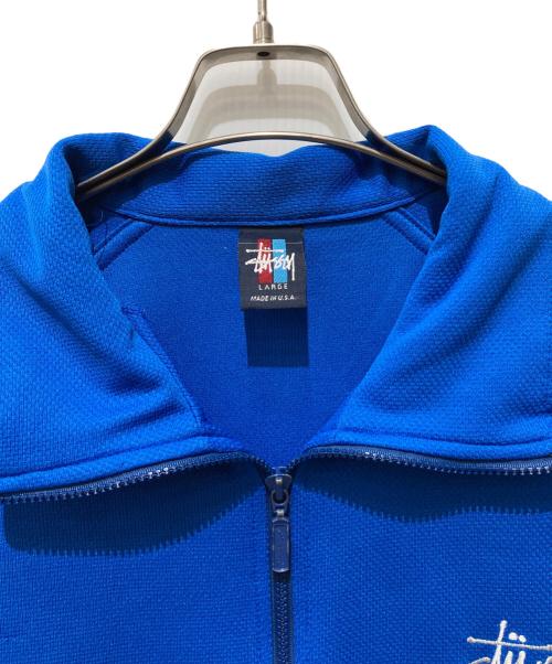 stussy（ステューシー）stussy (ステューシー) 90s刺繍ロゴ半袖トラックジャケット ブルー サイズ:LARGEの古着・服飾アイテム