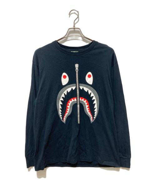 A BATHING APE（アベイシングエイプ）A BATHING APE (アベイシングエイプ) SHARK L/S TEE ブラック サイズ:Lの古着・服飾アイテム