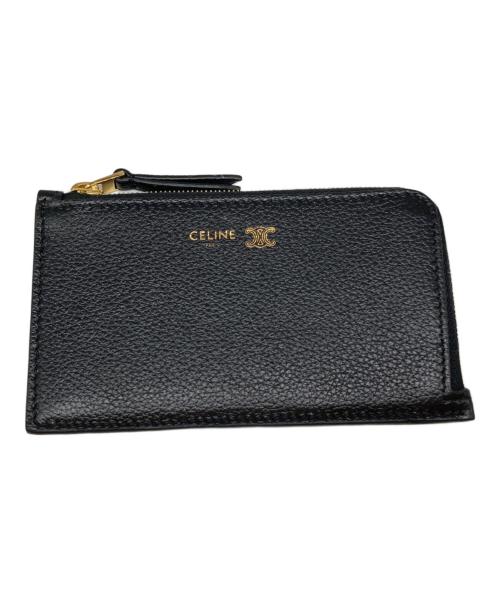 CELINE（セリーヌ）CELINE (セリーヌ) ジップ付きロングカードホルダー/サプルグレインドカーフスキン ブラックの古着・服飾アイテム