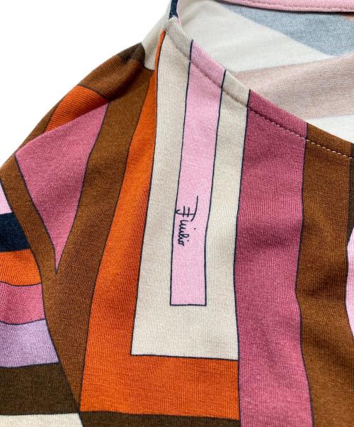 Emilio Pucci（エミリオ プッチ）Emilio Pucci (エミリオ プッチ) 総柄ワンピース ピンク×ブラウン サイズ:34の古着・服飾アイテム