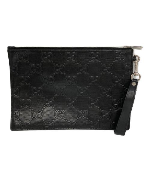 GUCCI（グッチ）GUCCI (グッチ) GGエンボスクラッチバッグ ブラックの古着・服飾アイテム