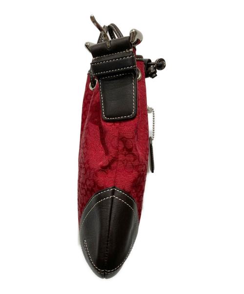 COACH（コーチ）COACH (コーチ) 2WAY巾着ハンドバッグ レッド×ブラウンの古着・服飾アイテム