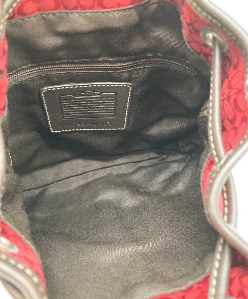 COACH（コーチ）COACH (コーチ) 2WAY巾着ハンドバッグ レッド×ブラウンの古着・服飾アイテム