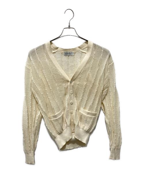 Burberry's（バーバリーズ）Burberry's (バーバリーズ) リネンクラシックVネックカーディガン アイボリー サイズ:Mの古着・服飾アイテム