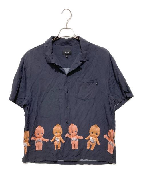 HUF（ハフ）HUF (ハフ) キューピープリントシャツ ブラック サイズ:Mの古着・服飾アイテム