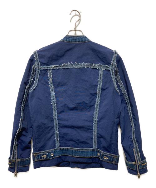 DIESEL（ディーゼル）DIESEL (ディーゼル) デニムナイロンライダースジャケット ネイビー×インディゴ サイズ:XSの古着・服飾アイテム
