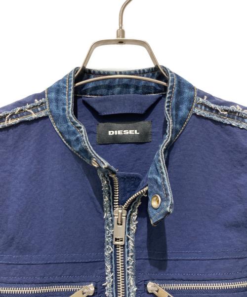 DIESEL（ディーゼル）DIESEL (ディーゼル) デニムナイロンライダースジャケット ネイビー×インディゴ サイズ:XSの古着・服飾アイテム