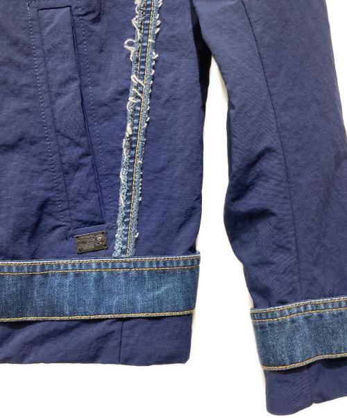 DIESEL（ディーゼル）DIESEL (ディーゼル) デニムナイロンライダースジャケット ネイビー×インディゴ サイズ:XSの古着・服飾アイテム
