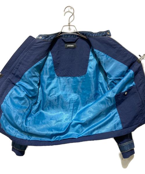 DIESEL（ディーゼル）DIESEL (ディーゼル) デニムナイロンライダースジャケット ネイビー×インディゴ サイズ:XSの古着・服飾アイテム