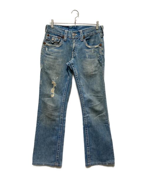 TRUE RELIGION（トゥルー レリジョン）TRUE RELIGION (トゥルー レリジョン) ダメージ加工 フレアデニムパンツ インディゴ サイズ:30の古着・服飾アイテム