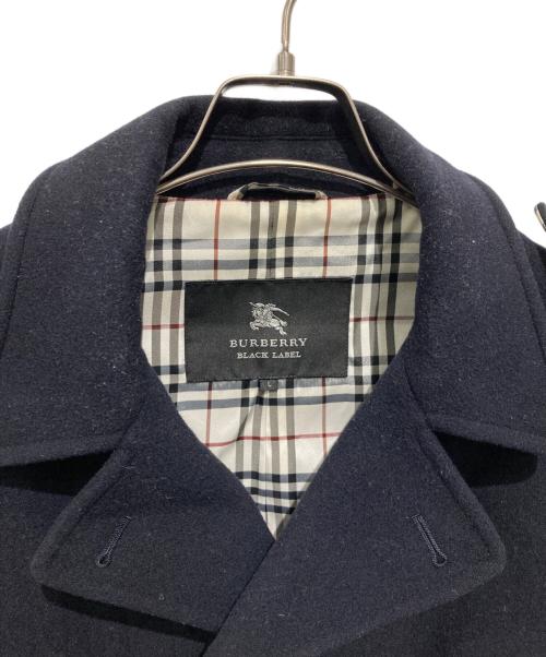 BURBERRY BLACK LABEL（バーバリーブラックレーベル）BURBERRY BLACK LABEL (バーバリーブラックレーベル) 裏地ノバチェックウールPコート ネイビー サイズ:Lの古着・服飾アイテム
