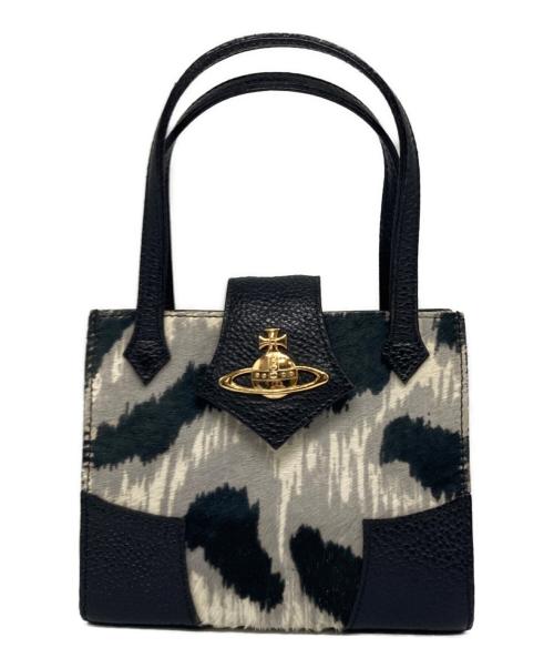 Vivienne Westwood（ヴィヴィアンウエストウッド）Vivienne Westwood (ヴィヴィアンウエストウッド) ハラコレザーレオパード柄オーブロゴミニハンドバッグ ブラック サイズ:OneSizeの古着・服飾アイテム