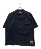 WILD THINGSワイルドシングス）の古着「OPEN COLLAR POCKET SHIRT / 半袖シャツ」｜ブラック