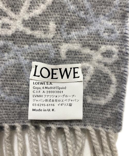LOEWE（ロエベ）LOEWE (ロエベ) チェッカーボード スカーフ ブルー×グレーの古着・服飾アイテム