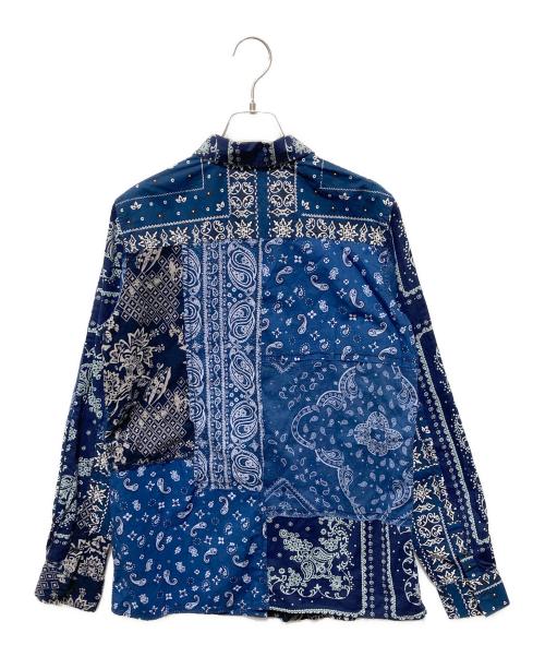 DIESEL（ディーゼル）DIESEL (ディーゼル) ペイズリー柄切替シャツ ネイビー サイズ:Mの古着・服飾アイテム