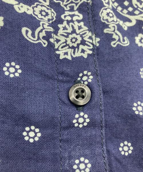 DIESEL（ディーゼル）DIESEL (ディーゼル) ペイズリー柄切替シャツ ネイビー サイズ:Mの古着・服飾アイテム