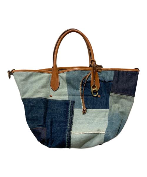 POLO RALPH LAUREN（ポロ・ラルフローレン）POLO RALPH LAUREN (ポロ・ラルフローレン) デニム パッチワーク ミディアム Bellport トート インディゴの古着・服飾アイテム
