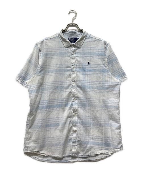 POLO RALPH LAUREN（ポロ・ラルフローレン）POLO RALPH LAUREN (ポロ・ラルフローレン) ポニー刺繍 チェックBD半袖シャツ ホワイト×スカイブルー サイズ:XXLの古着・服飾アイテム