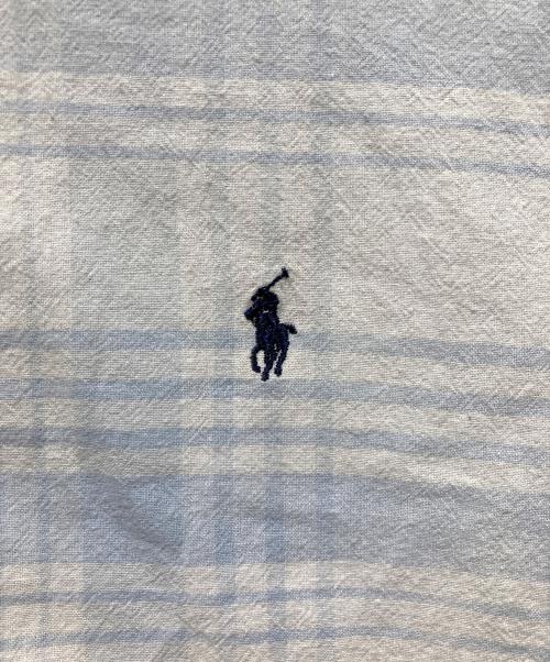 POLO RALPH LAUREN（ポロ・ラルフローレン）POLO RALPH LAUREN (ポロ・ラルフローレン) ポニー刺繍 チェックBD半袖シャツ ホワイト×スカイブルー サイズ:XXLの古着・服飾アイテム
