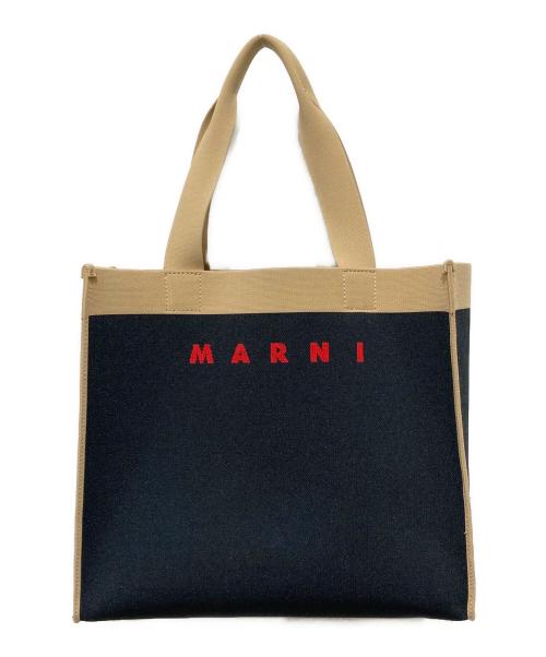 MARNI（マルニ）MARNI (マルニ) ジャガードロゴデザインショッピングバッグ ブラックの古着・服飾アイテム