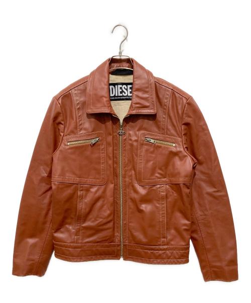 DIESEL（ディーゼル）DIESEL (ディーゼル) L-CALE ジップアップ レザージャケット ブラウン サイズ:Lの古着・服飾アイテム