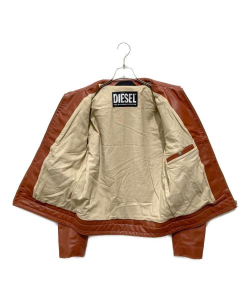 DIESEL（ディーゼル）DIESEL (ディーゼル) L-CALE ジップアップ レザージャケット ブラウン サイズ:Lの古着・服飾アイテム