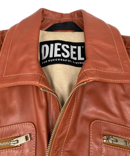 DIESEL（ディーゼル）DIESEL (ディーゼル) L-CALE ジップアップ レザージャケット ブラウン サイズ:Lの古着・服飾アイテム