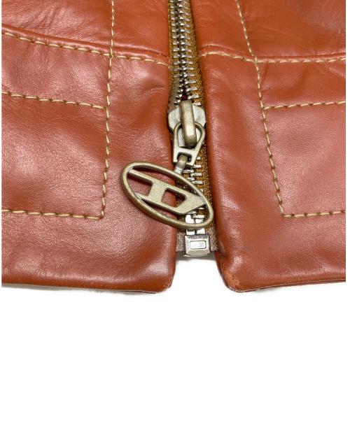 DIESEL（ディーゼル）DIESEL (ディーゼル) L-CALE ジップアップ レザージャケット ブラウン サイズ:Lの古着・服飾アイテム