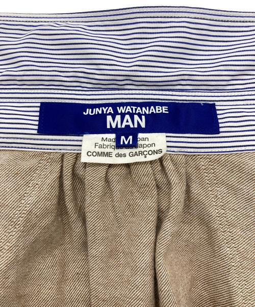 JUNYA WATANABE MAN（ジュンヤワタナベマン）JUNYA WATANABE MAN (ジュンヤワタナベマン) ラウンドカラー 異素材切替長袖ストライプシャツ ブルー サイズ:Mの古着・服飾アイテム
