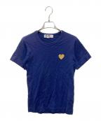 PLAY COMME des GARCONSプレイコムデギャルソン）の古着「ゴールド・ハートワッペンTシャツ」｜ネイビー